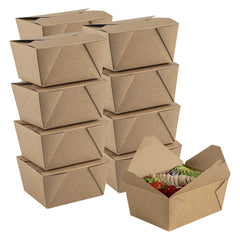 Bio Tek 98 oz Rectangle Kraft Paper Microwavable #4 Bio Box Take Out Container - 8 1/2