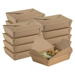 Bio Tek 49 oz Rectangle Kraft Paper Microwavable #2 Bio Box Take Out Container - 8 1/2