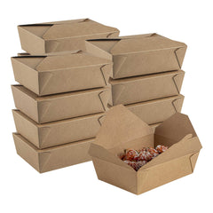 Bio Tek 71 oz Rectangle Kraft Paper Microwavable #3 Bio Box Take Out Container - 8 1/2