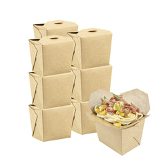 Bio Tek 8 oz Square Kraft Paper Microwavable Noodle Take Out Container - 2 3/4