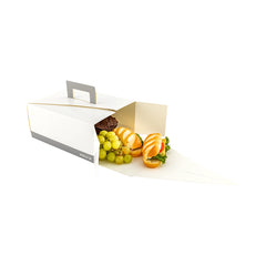Cater Tek Rectangle White and Gray Paper Take Out Container - with Handle - 9