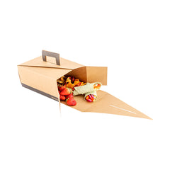 Cater Tek Rectangle Kraft and Black Paper Deep Take Out Container - with Handle - 9