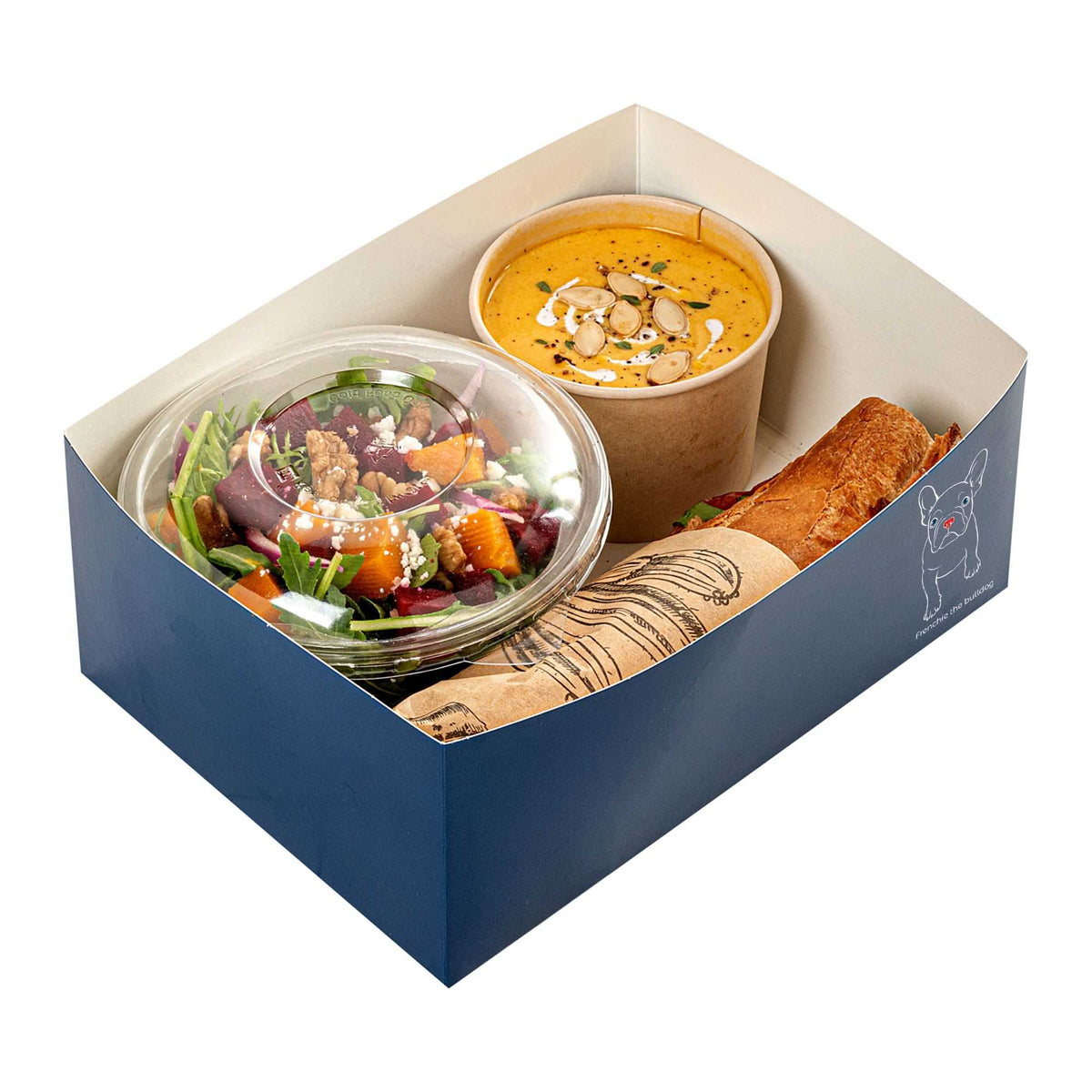 Bio Tek Rectangle Frenchie Paper Sandwich / Burger Open Tray - 8 1/2" x 6" x 3 1/2" - 100 count box
