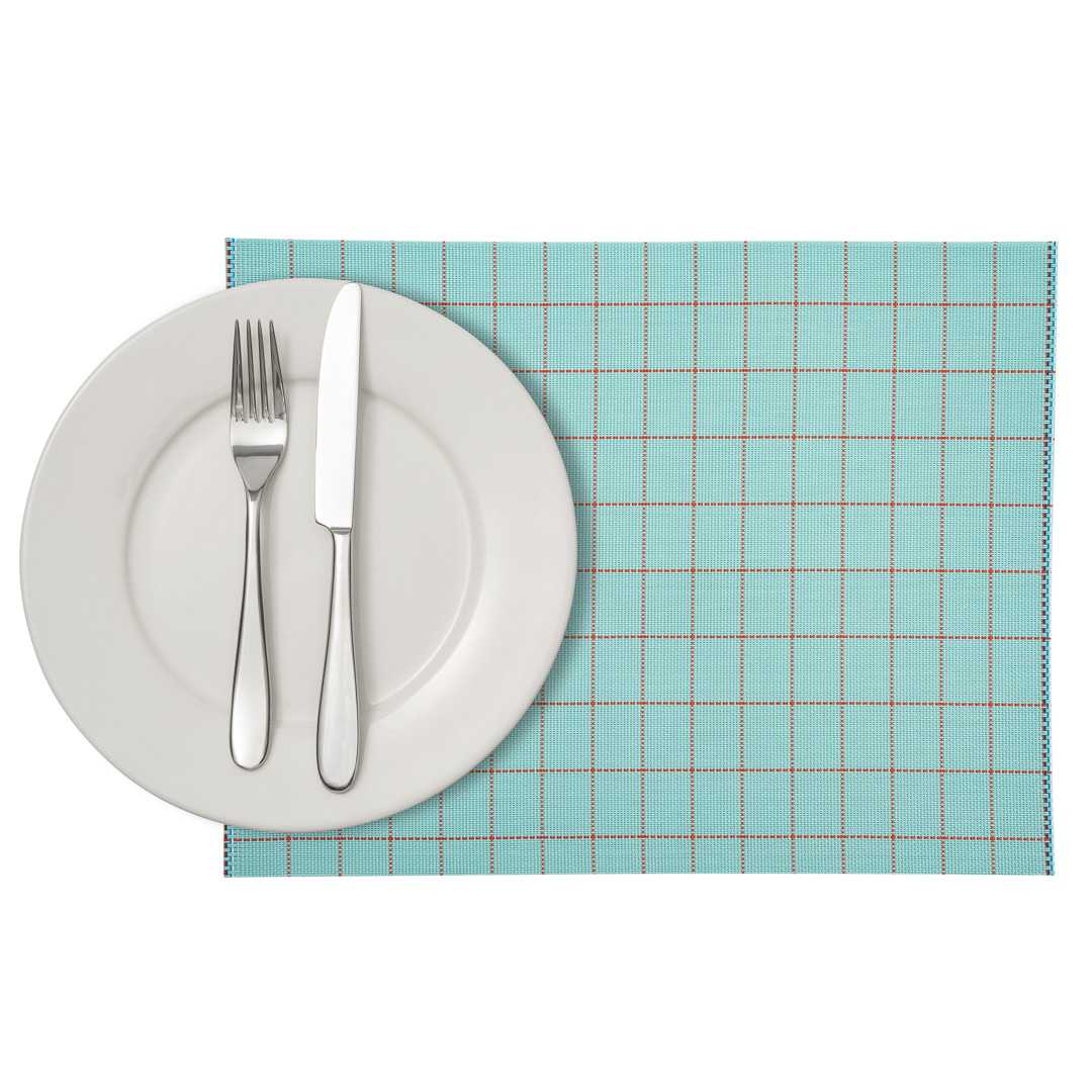 Imperial Rectangle Blue Vinyl Woven Placemat - 16" x 12" - 6 count box