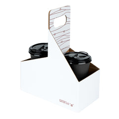 Bio Tek Cater Tek White and Brown Paper Drink Carrier - Holds 2 - 9