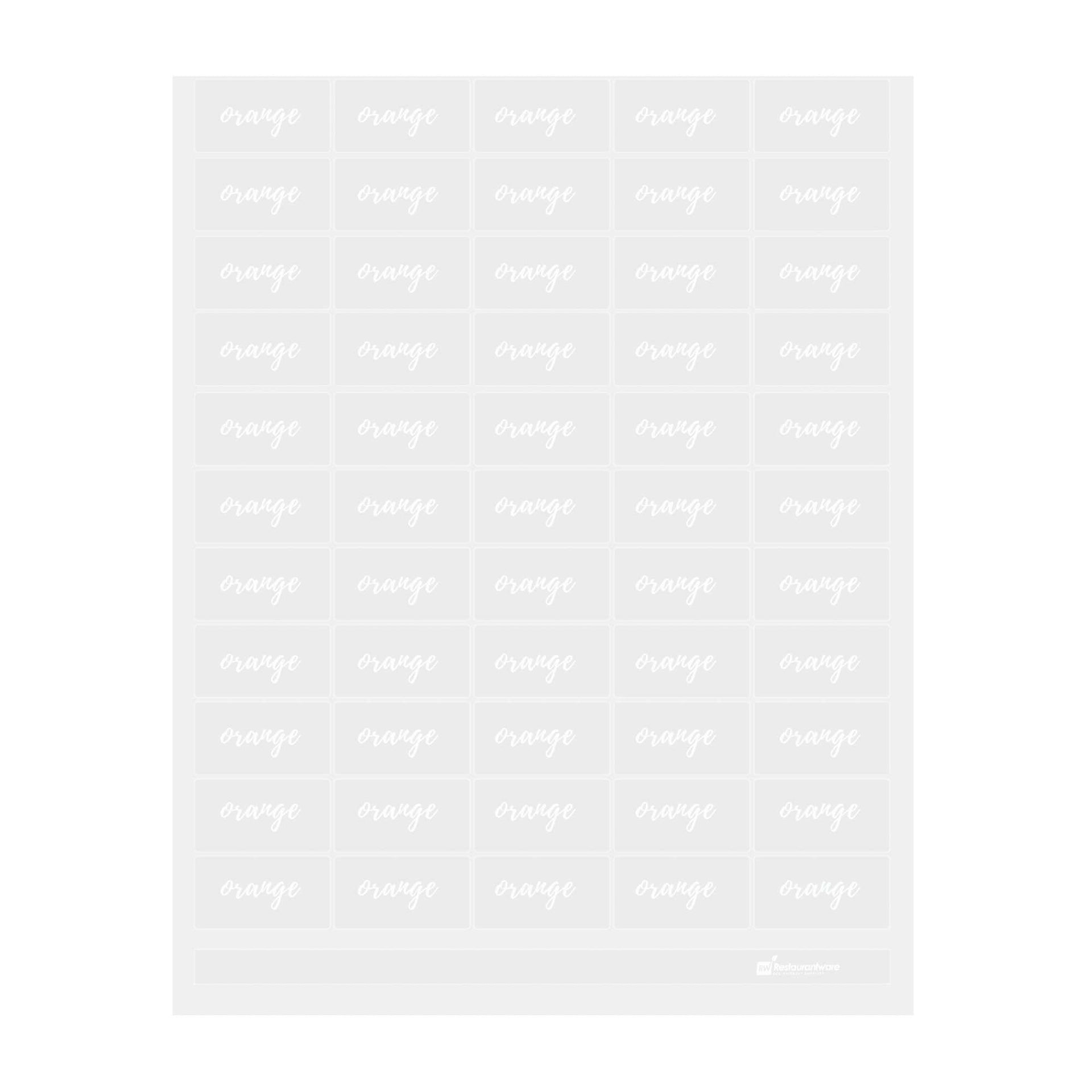 Label Tek Plastic Orange Label - Clear with White Font, Water-Resistant - 2" x 1" - 100 count box