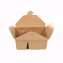 Bio Tek 47 oz Rectangle Kraft Paper #3 Bio Box Take Out Container - 2-Compartment - 6 1/2