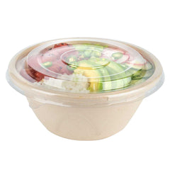 Pulp Tek Round Clear Plastic Flat Lid - Fits Bagasse To Go Bowl - 50 count box
