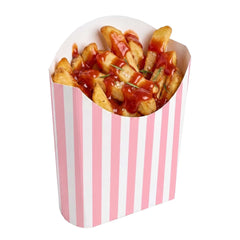 Bio Tek 2 oz Pink and White Stripe Paper Fry Cup / Snack Container - 4