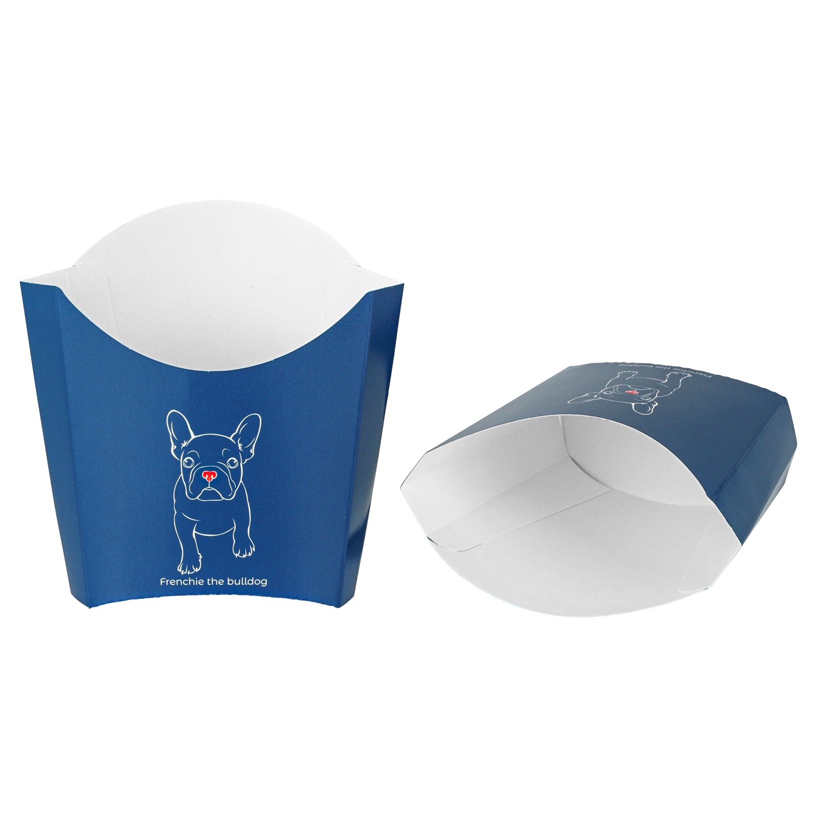 Bio Tek 3 oz Frenchie Paper Fry Cup / Snack Container - 4 1/2" x 3 1/4" x 3 3/4" - 100 count box