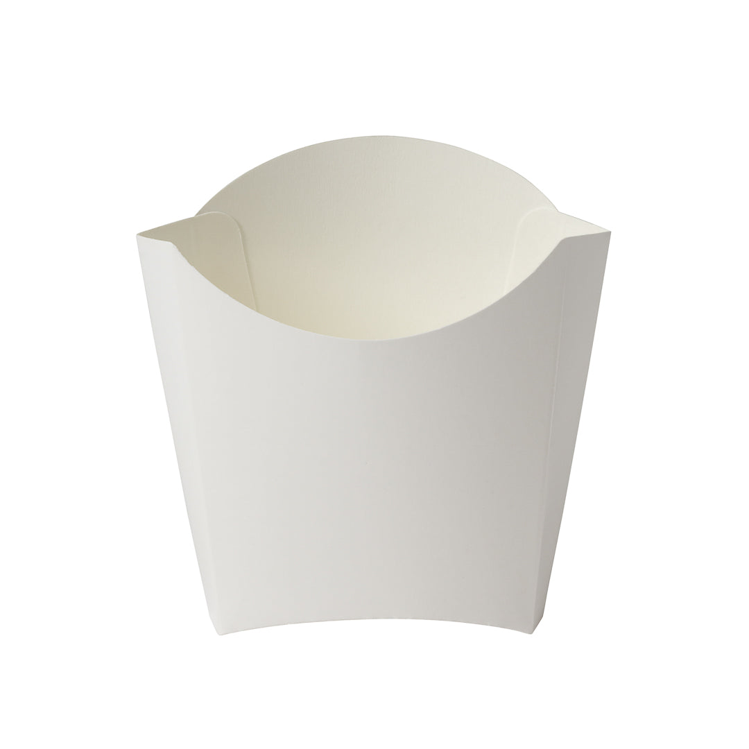 Bio Tek 3 oz White Paper Fry Cup / Snack Container - 4 1/2" x 3 1/4" x 3 3/4" - 100 count box