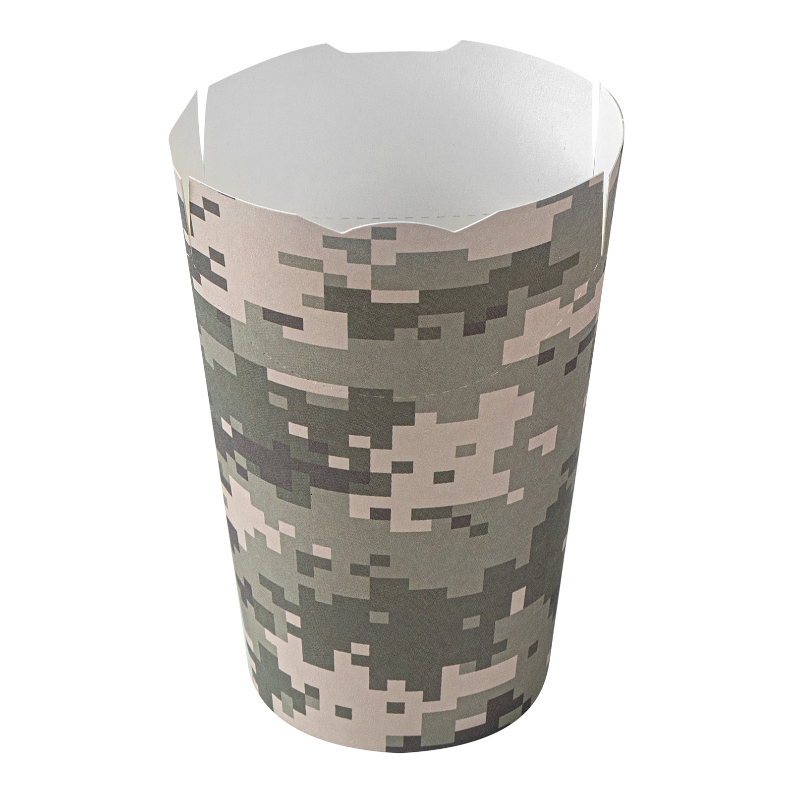 Bio Tek 16 oz Round Camouflage Paper To Go Fry Cup - 3 1/4" x 3 1/4" x 4 1/4" - 100 count box