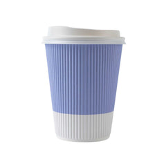 Restpresso 12 oz Light Purple Paper Ripple Wall Coffee Cup - with White Lid - 3 1/2