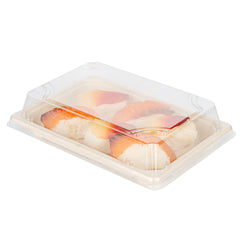 Pulp Tek Rectangle Clear Plastic Lid - Fits Small Sushi Tray - 6 1/2
