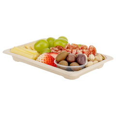 Pulp Tek Rectangle Natural Sugarcane / Bagasse Medium Sushi Tray - 7 1/4