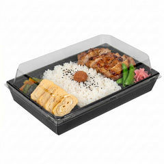 Matsuri Vision Rectangle Black Paper Medium Sushi Tray - 8