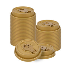 Restpresso Gold Plastic 2-in-1 Straw or Sippy Coffee Cup Lid - with Detachable Double Plug, Fits 8, 12, 16 and 20 oz - 500 count box