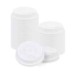 Restpresso White Plastic 2-in-1 Straw or Sippy Coffee Cup Lid - with Detachable Double Plug, Fits 8, 12, 16 and 20 oz - 500 count box