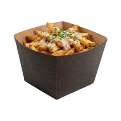 Bio Tek Square Black Paper Snack Box - 4 1/4
