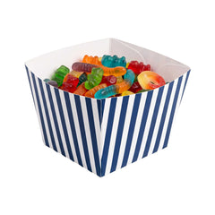 Bio Tek Square Blue and White Stripe Paper Snack Box - 4 1/4
