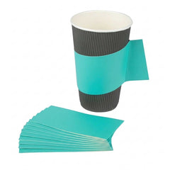 Restpresso Turquoise Paper Coffee Cup Sleeve - with Handle, Fits 12 / 16 / 20 oz Cups - 50 count box