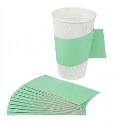 Restpresso Mint Green Paper Coffee Cup Sleeve - with Handle, Fits 12 / 16 / 20 oz Cups - 50 count box