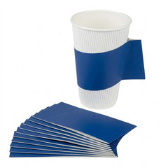 Restpresso Navy Blue Paper Coffee Cup Sleeve - with Handle, Fits 12 / 16 / 20 oz Cups - 50 count box
