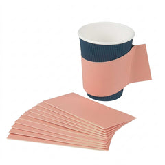 Restpresso Nude Paper Coffee Cup Sleeve - with Handle, Fits 12 / 16 / 20 oz Cups - 50 count box