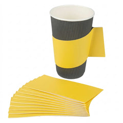 Restpresso Yellow Paper Coffee Cup Sleeve - with Handle, Fits 12 / 16 / 20 oz Cups - 50 count box