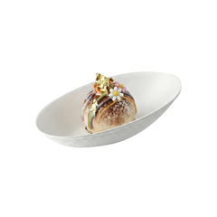 Pulp Safe No PFAS Added White Sugarcane / Bagasse Egg-Shaped Tasting Dish - Home Compostable - 3 1/4