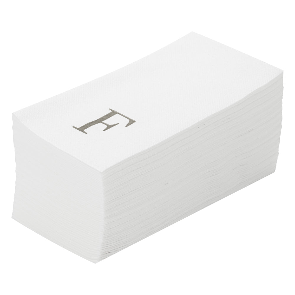 Luxenap Rectangle Silver Letter F White Paper Linen-Feel Guest Towel / Napkin - Air Laid, Sans Serif Font - 15 3/4" x 8" - 2000 count box