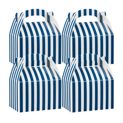 Bio Tek Blue & White Stripe Paper Gable Box / Take Out Container - Compostable - 4