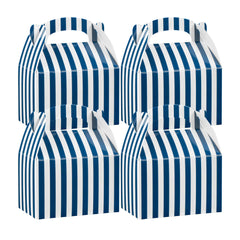 Bio Tek Blue & White Stripe Paper Gable Box / Take Out Container - Compostable - 4
