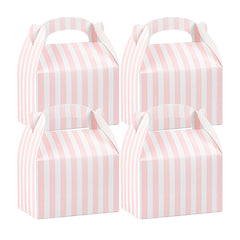 Bio Tek Pink & White Stripe Paper Gable Box / Take Out Container - Compostable - 4