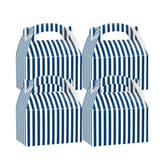 Bio Tek Blue & White Stripe Paper Gable Box / Take Out Container - Compostable - 6