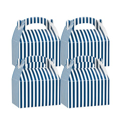 Bio Tek Blue & White Stripe Paper Gable Box / Take Out Container - Compostable - 6