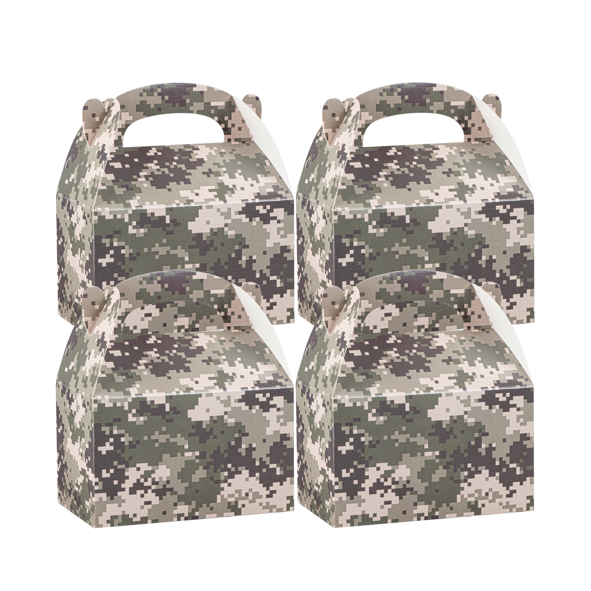Bio Tek Camouflage Paper Gable Box / Take Out Container - Compostable - 6" x 3 1/2" x 3 1/2" - 100 count box