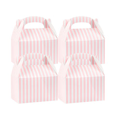 Bio Tek Pink & White Stripe Paper Gable Box / Take Out Container - Compostable - 6