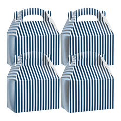 Bio Tek Blue & White Stripe Paper Gable Box / Take Out Container - Compostable - 8 1/2