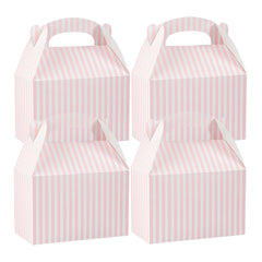 Bio Tek Pink & White Stripe Paper Gable Box / Take Out Container - Compostable - 8 1/2