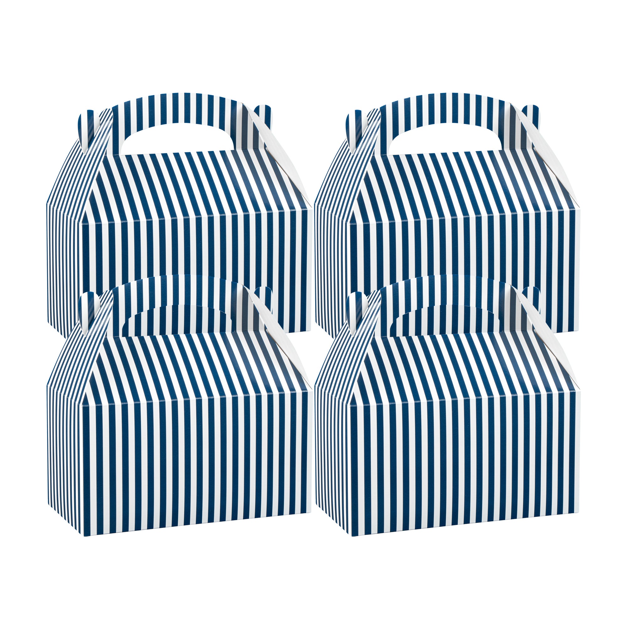 Bio Tek Blue & White Stripe Paper Gable Box / Take Out Container - Compostable - 9 1/2" x 5" x 5" - 100 count box