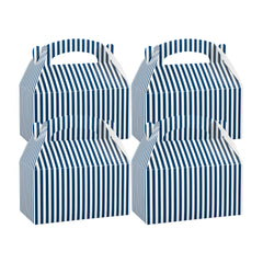 Bio Tek Blue & White Stripe Paper Gable Box / Take Out Container - Compostable - 9 1/2