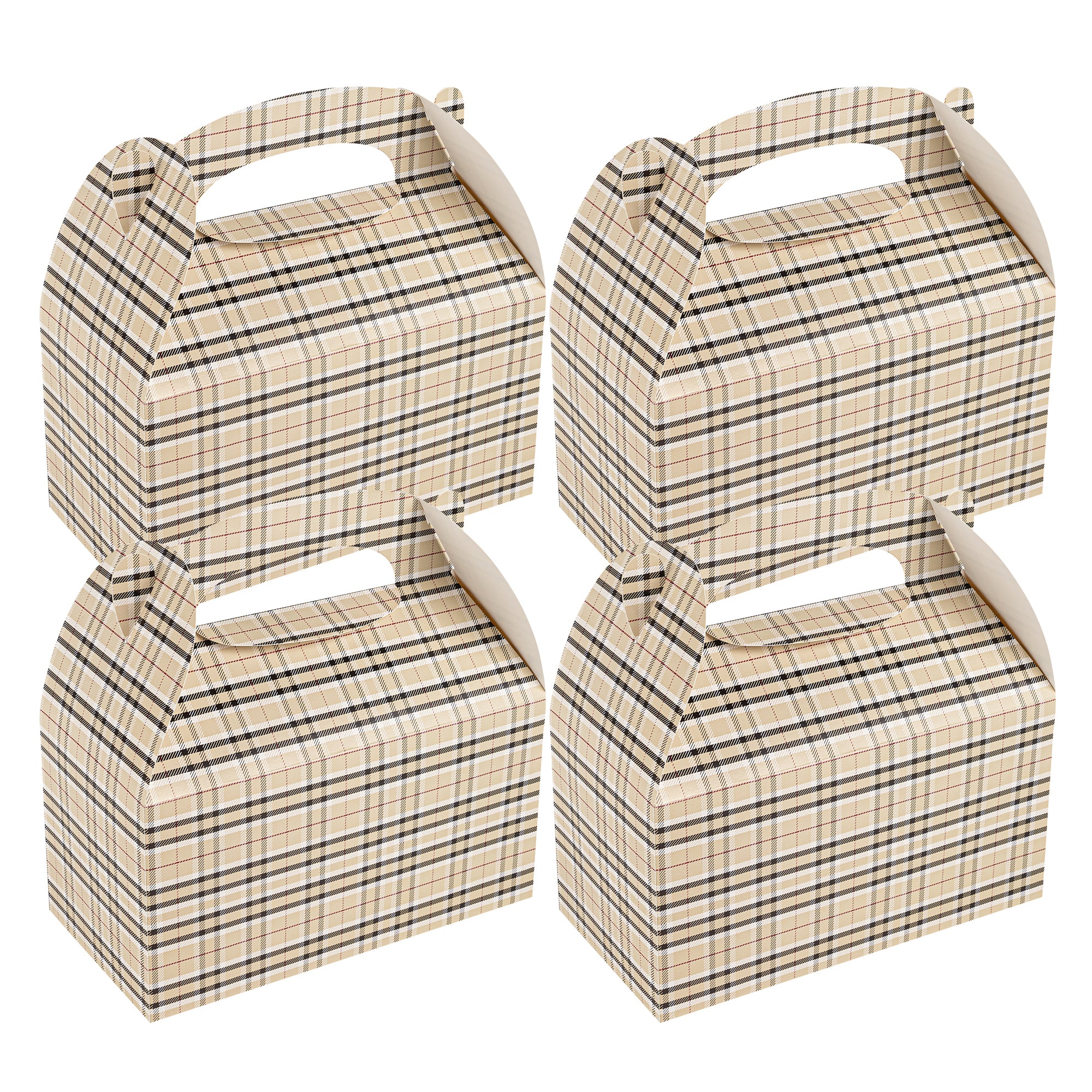 Bio Tek Plaid Paper Gable Box / Take Out Container - Compostable - 9 1/2" x 5" x 5" - 100 count box