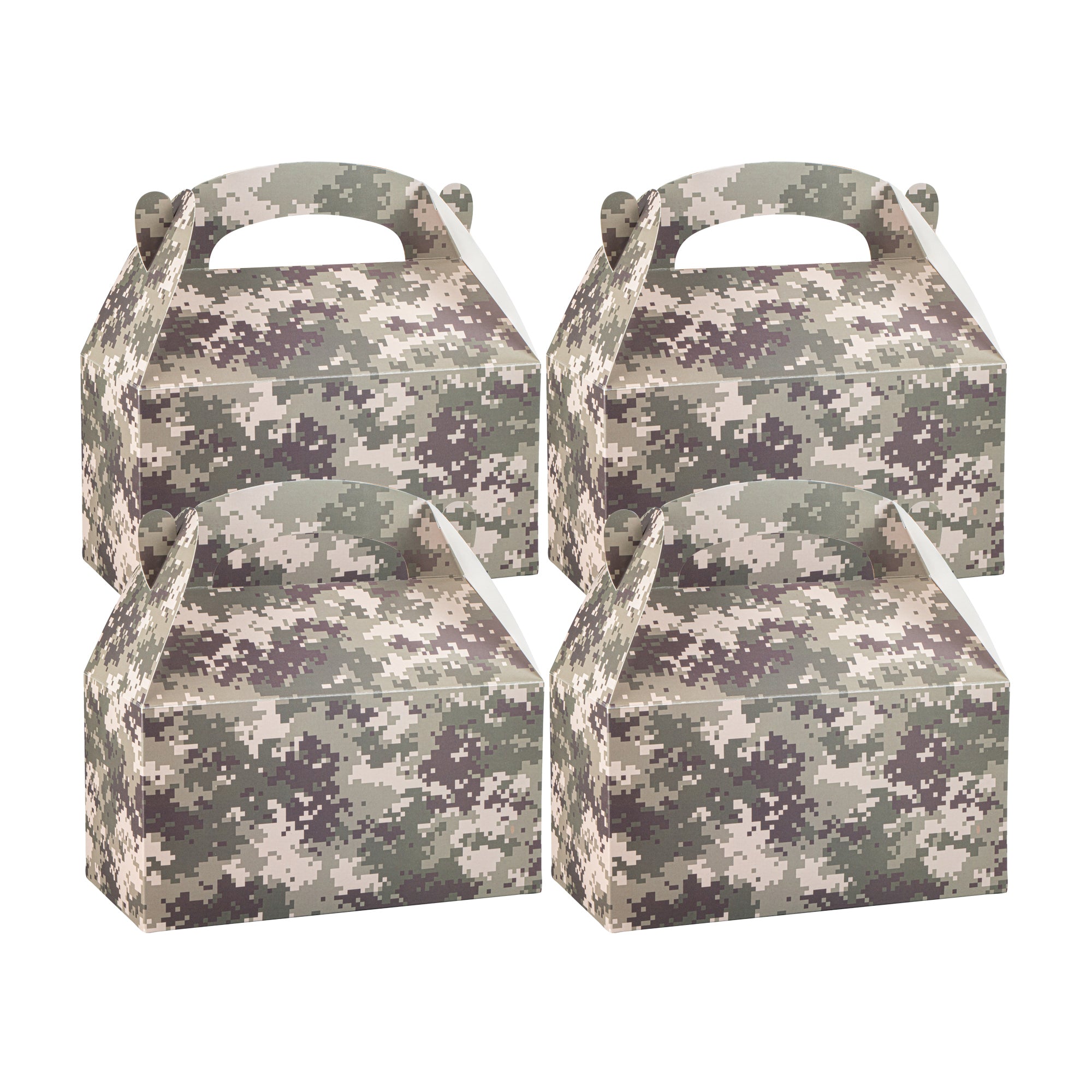 Bio Tek Camouflage Paper Gable Box / Take Out Container - Commercially composatble - 9 1/2" x 5" x 5" - 100 count box