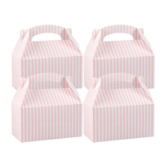 Bio Tek Pink & White Stripe Paper Gable Box / Take Out Container - Compostable - 9 1/2