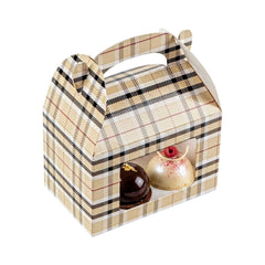 Bio Tek Plaid Paper Gable Box / Take Out Container - with Window - 4