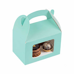 Bio Tek Turquoise Paper Gable Box / Take Out Container - with Window - 4