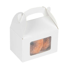 Bio Tek White Paper Gable Box / Take Out Container - Greaseproof, with Window - 4