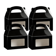Bio Tek Black Paper Gable Box / Take Out Container - Greaseproof, with Window - 6