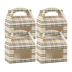 Bio Tek Plaid Paper Gable Box / Take Out Container - with Window - 6